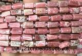 CTB1298 15 inches 6*10mm - 8*10mm faceted tube fowlerite beads