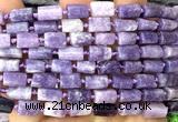 CTB1302 15 inches 6*10mm - 8*12mm faceted tube lepidolite beads