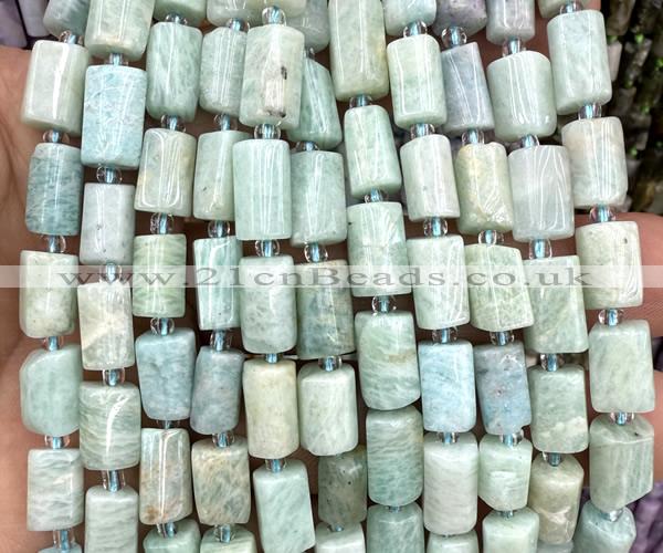 CTB1305 15 inches 6*10mm - 8*12mm faceted tube amazonite beads