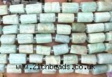 CTB1305 15 inches 6*10mm - 8*12mm faceted tube amazonite beads