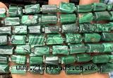 CTB1317 15 inches 6*10mm - 8*12mm faceted tube malachite beads
