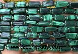 CTB1318 15 inches 6*10mm - 8*12mm faceted tube malachite beads