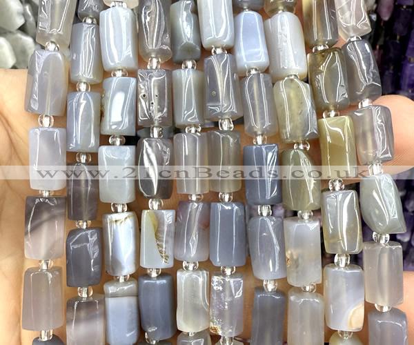 CTB1323 15 inches 6*10mm - 8*12mm faceted tube grey agate beads