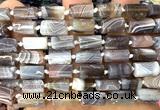 CTB1325 15 inches 6*10mm - 8*12mm faceted tube Botswana agate beads