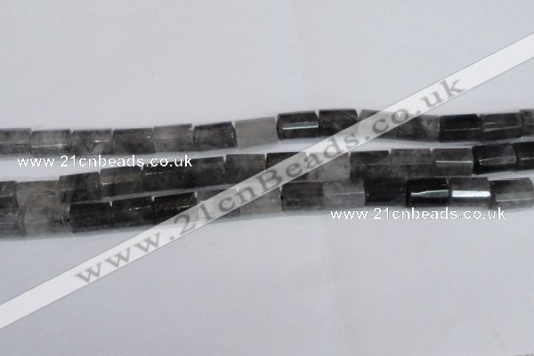 CTB206 15.5 inches 10*15mm faceted tube cloudy quartz beads