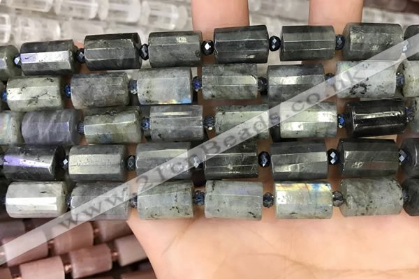 CTB209 15.5 inches 10*15mm faceted tube labradorite beads