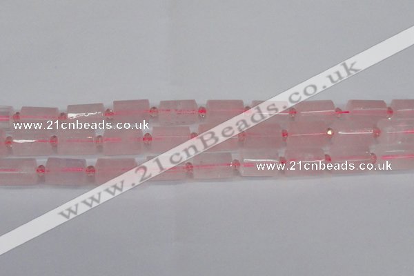 CTB212 15.5 inches 13*18mm faceted tube rose quartz beads