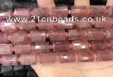 CTB222 15.5 inches 10*14mm faceted tube strawberry quartz beads