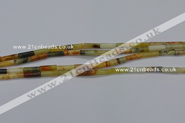 CTB324 15.5 inches 4*13mm tube flower jade beads wholesale