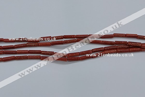 CTB328 15.5 inches 4*13mm tube goldstone beads wholesale