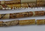 CTB332 15.5 inches 4*13mm tube picture jasper beads wholesale