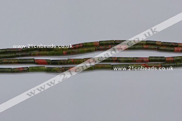 CTB350 15.5 inches 4*13mm tube unakite beads wholesale