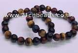 CTB37 7.5 inches 10mm round colorful tiger eye beaded bracelets