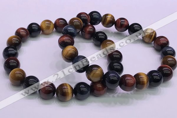 CTB37 7.5 inches 10mm round colorful tiger eye beaded bracelets