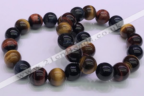 CTB39 7.5 inches 14mm round colorful tiger eye beaded bracelets