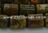 CTB530 15.5 inches 10*13mm triangle rhyolite beads wholesale