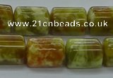 CTB548 15.5 inches 10*13mm triangle green dragon serpentine jasper beads