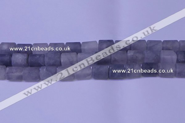 CTB565 15.5 inches 10*13mm triangle matte cloudy quartz beads