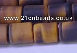 CTB574 15.5 inches 10*13mm triangle matte yellow tiger eye beads