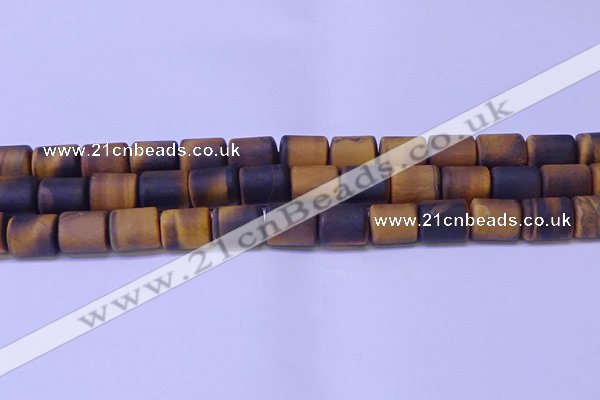 CTB574 15.5 inches 10*13mm triangle matte yellow tiger eye beads