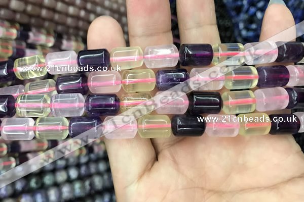 CTB603 15.5 inches 8*12mm tube mixed quartz beads wholesale