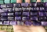 CTB618 15.5 inches 11*16mm - 12*18mm faceted tube amethyst beads