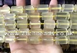 CTB619 15.5 inches 11*16mm - 12*18mm faceted tube lemon quartz beads