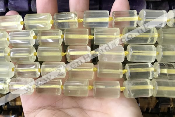 CTB619 15.5 inches 11*16mm - 12*18mm faceted tube lemon quartz beads