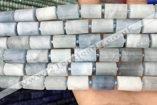 CTB625 15.5 inches 10*14mm faceted tube aquamarine beads