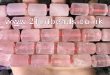 CTB650 15.5 inches 12*16mm faceted tube rose quartz beads