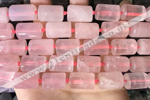 CTB650 15.5 inches 12*16mm faceted tube rose quartz beads