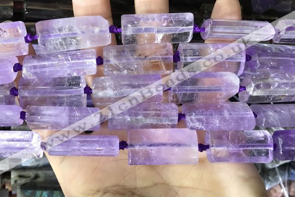 CTB670 14*27mm - 15*28mm faceted flat tube light amethyst beads