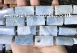 CTB673 14*27mm - 15*28mm faceted flat tube aquamarine beads