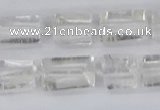 CTB730 15.5 inches 6*10mm - 8*12mm faceted tube white crystal beads