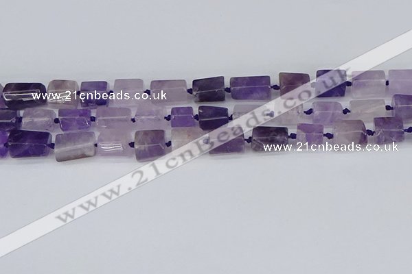 CTB732 15.5 inches 6*10mm - 8*12mm faceted tube amethyst beads