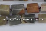 CTB737 15.5 inches 6*10mm - 8*12mm faceted tube polychrome jasper beads