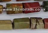 CTB738 15.5 inches 6*10mm - 8*12mm faceted tube picasso jasper beads