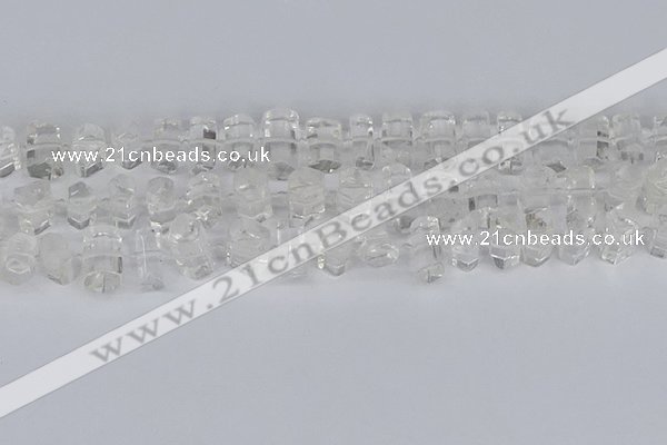 CTB750 15.5 inches 6*10mm - 8*12mm faceted tube white crystal beads