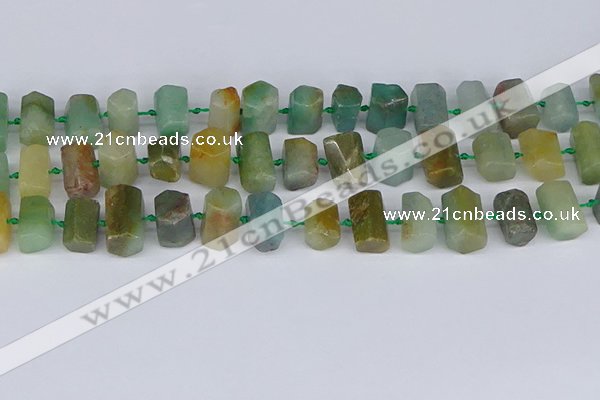 CTB755 6*10mm - 8*12mm faceted tube blue & green kyanite beads