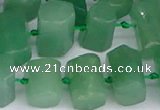 CTB756 15.5 inches 6*10mm - 8*12mm faceted tube green aventurine beads