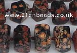 CTB761 6*10mm - 8*12mm faceted tube red snowflake obsidian beads