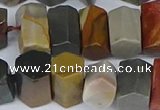 CTB762 6*10mm - 8*12mm faceted tube polychrome jasper beads