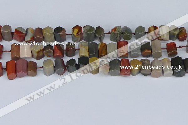 CTB762 6*10mm - 8*12mm faceted tube polychrome jasper beads