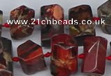 CTB763 15.5 inches 6*10mm - 8*12mm faceted tube poppy jasper beads