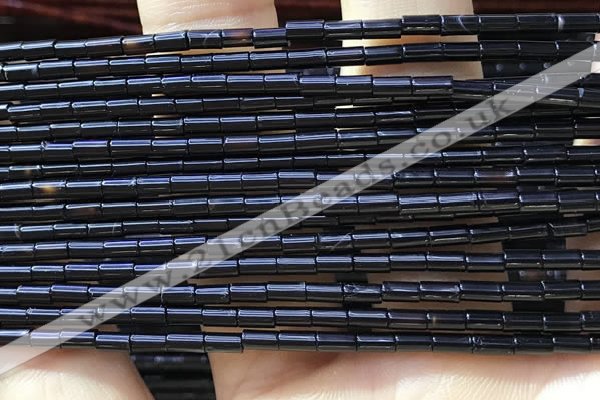 CTB819 15.5 inches 2*4mm tube black agate beads wholesale