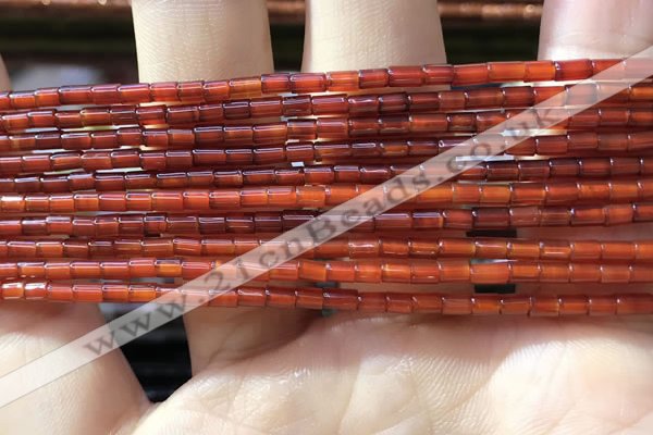 CTB820 15.5 inches 2*4mm tube red agate beads wholesale