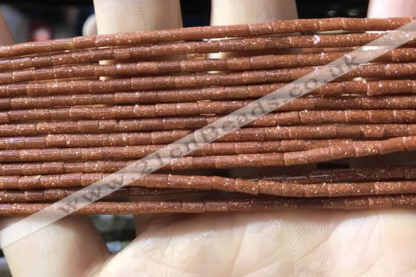 CTB821 15.5 inches 2*4mm tube goldstone beads wholesale