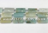 CTB851 13*25mm - 15*28mm faceted flat tube amazonite beads