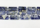 CTB853 13*25mm - 15*28mm faceted flat tube sodalite beads