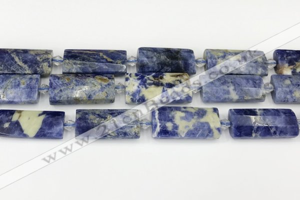 CTB853 13*25mm - 15*28mm faceted flat tube sodalite beads